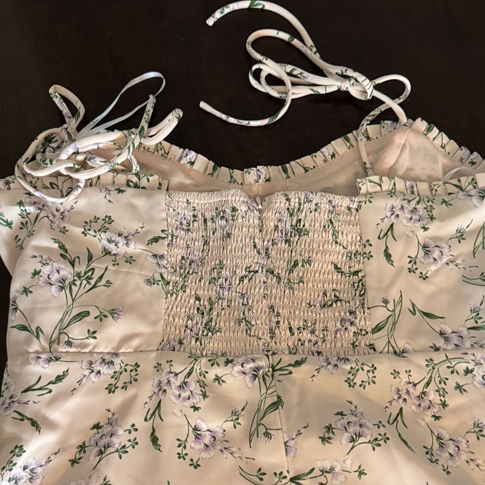 Lulus The Blooms Pink Floral Tie—Strap Midi Dress size XL - Picture 7 of 9
